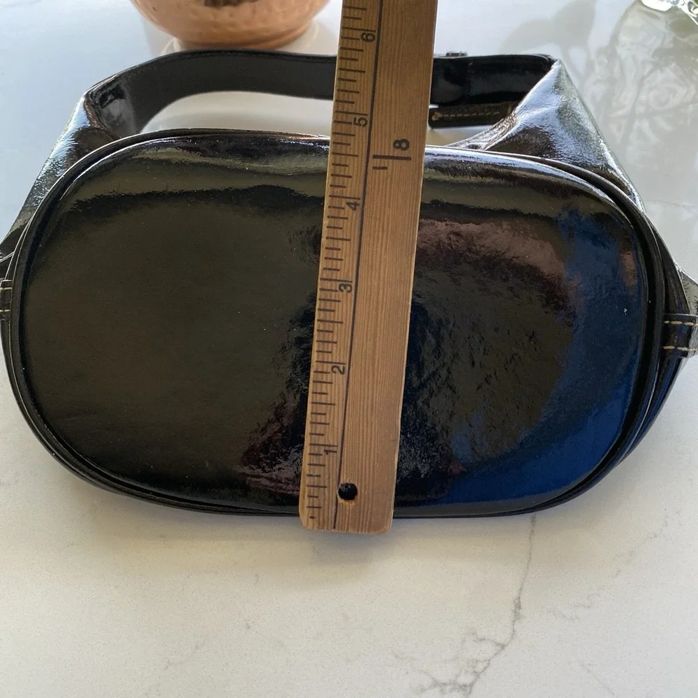 Vintage Dooney & Bourke Patent Leather Hobo Bag Women's Black Purse Y2K 90s
